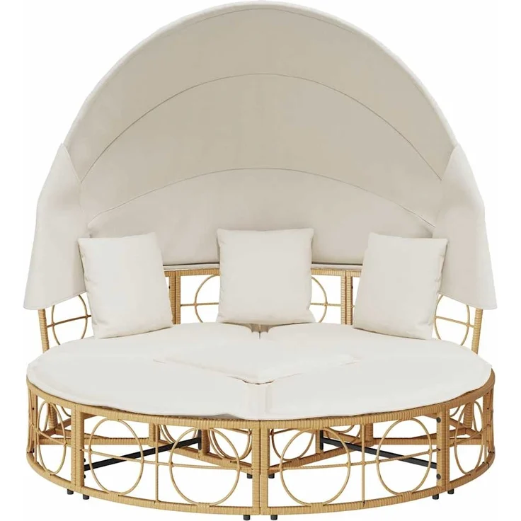 vidaXL Outdoor-Loungebett mit Dach und Kissen Poly Rattan 4108235 – Bild 5