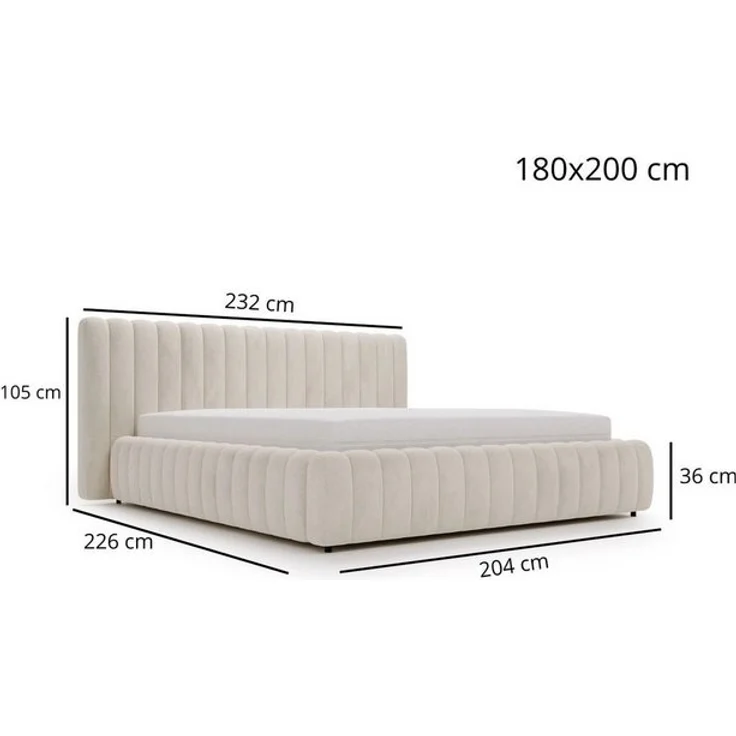 GrainGold Polsterbett mit Bettkästen BLISS, Modern Bett mit Kopfteil - 180x200 cm, Beige (1x Bett) – Bild 4