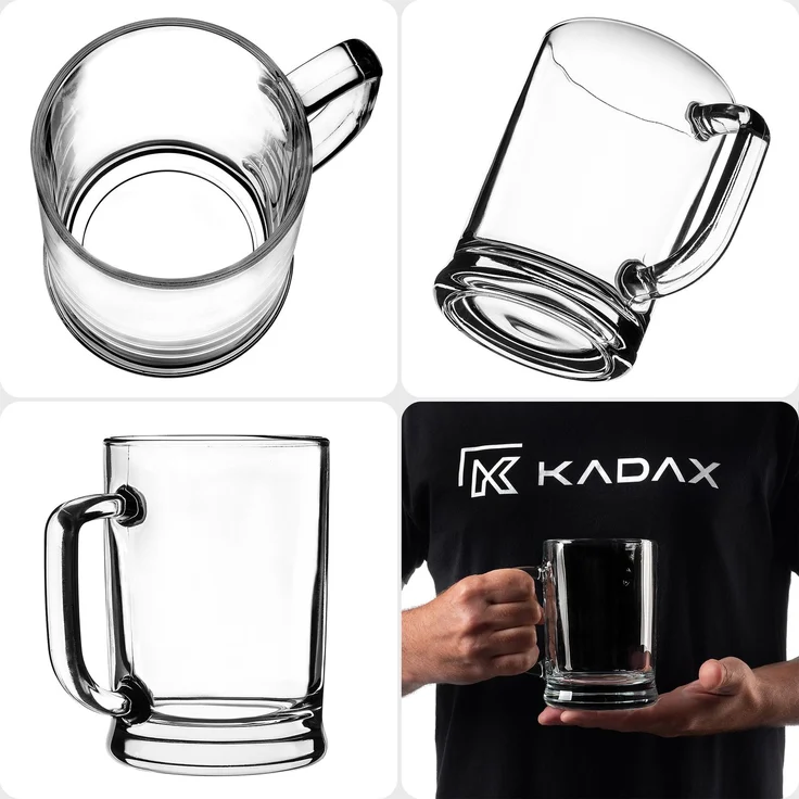 KADAX Bierkrüge 0,5 Liter, 6er Set, Biergläser mit Henkel, großer Bierkrug aus dickwandigem Glas, Bierglas im klassischen Design, stabiler Glaskrug für Bier – Bild 4