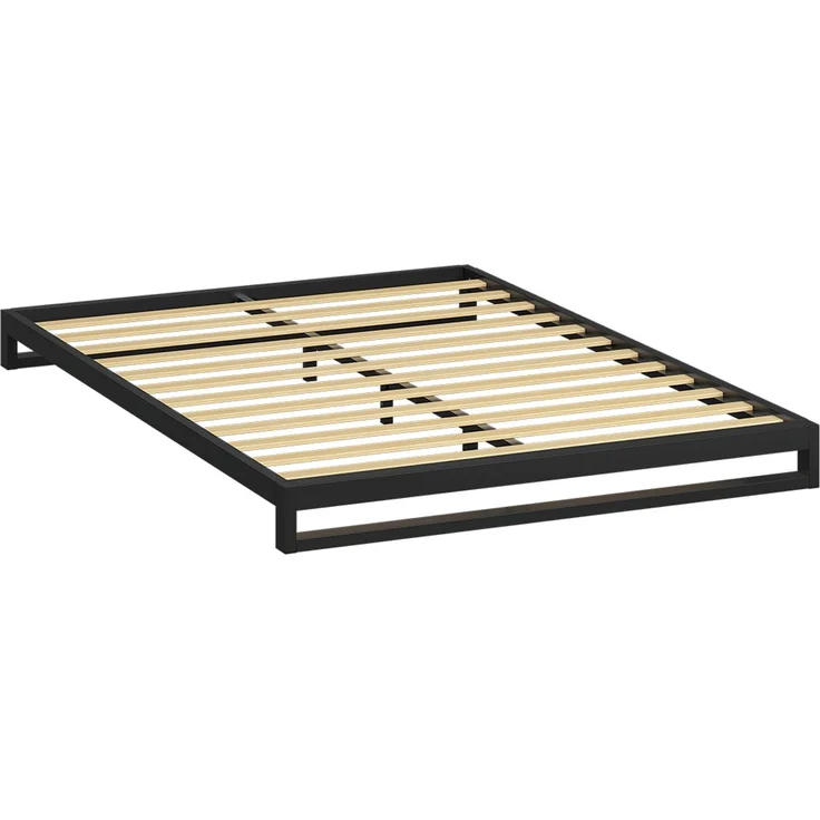 skølm 'Vidar' Bett 140x200 cm, Metall, schwarz, Höhe 15 cm hoch, Doppelbett mit Lattenrost – Bild 2