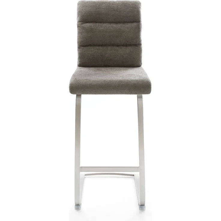 Barstuhl Pela-Flex Bouclé Soft Schlamm Freischwinger Flach Edelstahl Silberfarben – Bild 2