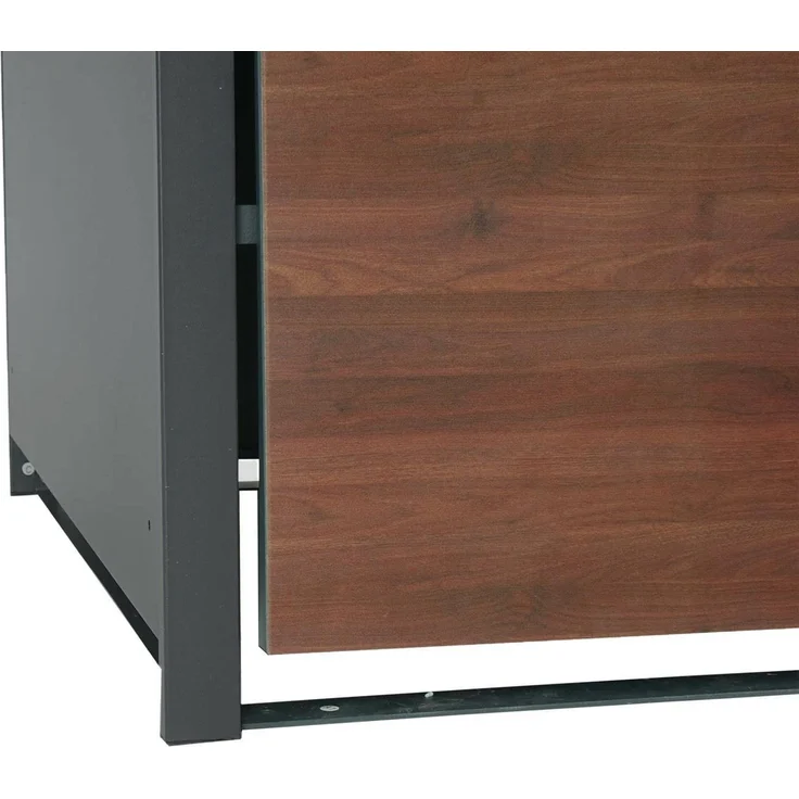4er Mülltonnenverkleidung HWC-J82, Mülltonnenbox, erweiterbar, Metall 100kg, anthrazit ~ Kirsche-Holzoptik dunkelbraun – Bild 8