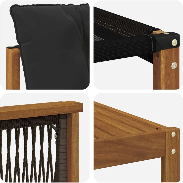 vidaXL Outdoor-Sofagarnitur 7 stk. 6-Sitzer Natur und Schwarz 3381280 – Bild 8