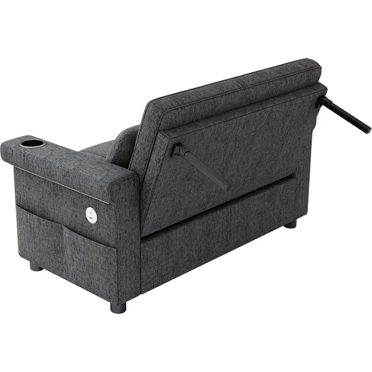 Merax 2-Sitzer Sofa, Schlafsofa mit Schlaffunktion, LED-Beleuchtung, USB/Type-C-Ladeanschluss, verstellbare Rückenlehne, Kissen, Getränkehalter, Seitentasche, Chenille Stoff, Grau – Bild 7