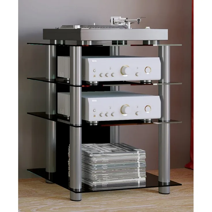 VCM Hifi-Möbel Bilus 14105 Schwarzglas H. 70 x B. 59 x T. 48 cm