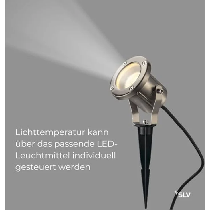 SLV NAUTILUS SPIKE EDELSTAHL, GU10, max. 35W, inkl. 1,5m Kabel und S - Stand-, Wand- und Deckenleuchten (Outdoor) – Bild 3