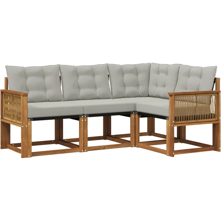 vidaXL Outdoor-Sofagarnitur 4 stk. 4-Sitzer Natur und Hellgrau 3381923 – Bild 2
