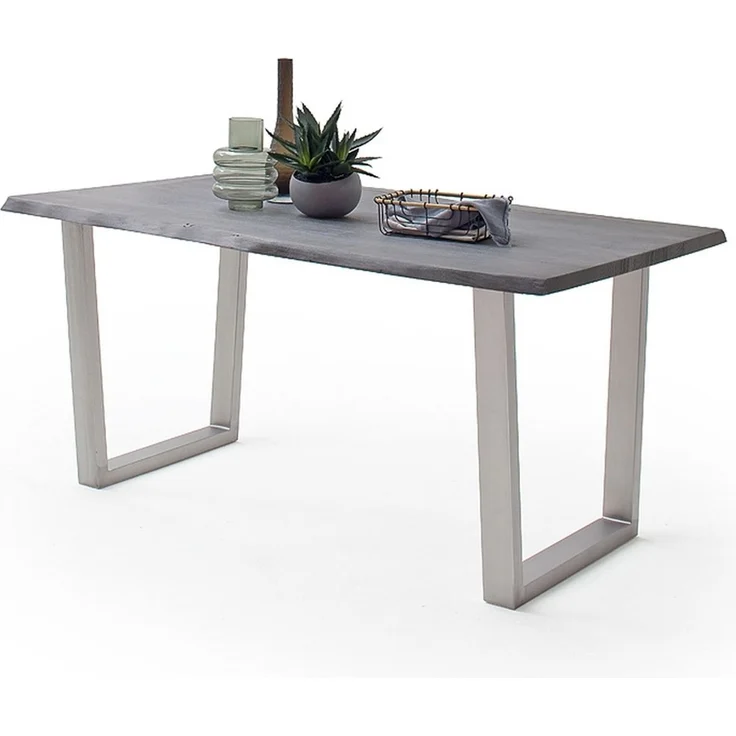 Baumkantentisch >Calabria< in Akazie grau lackiert - 200x77,5x100 (BxHxT) – Bild 2