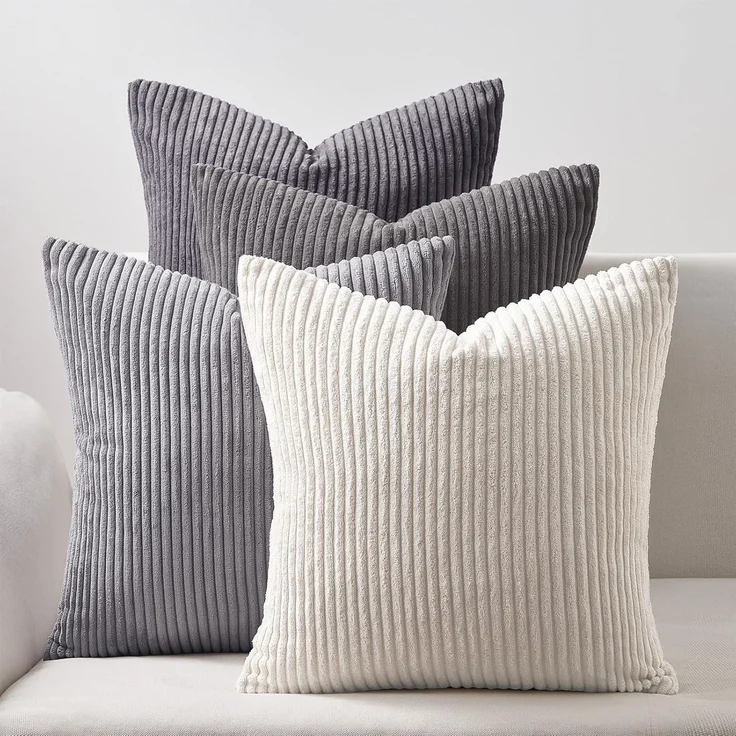 Topfinel Kissenbezug 50x50 grau 4er Set Kordsamt Dekokissenbezüge Sofa – Bild 1