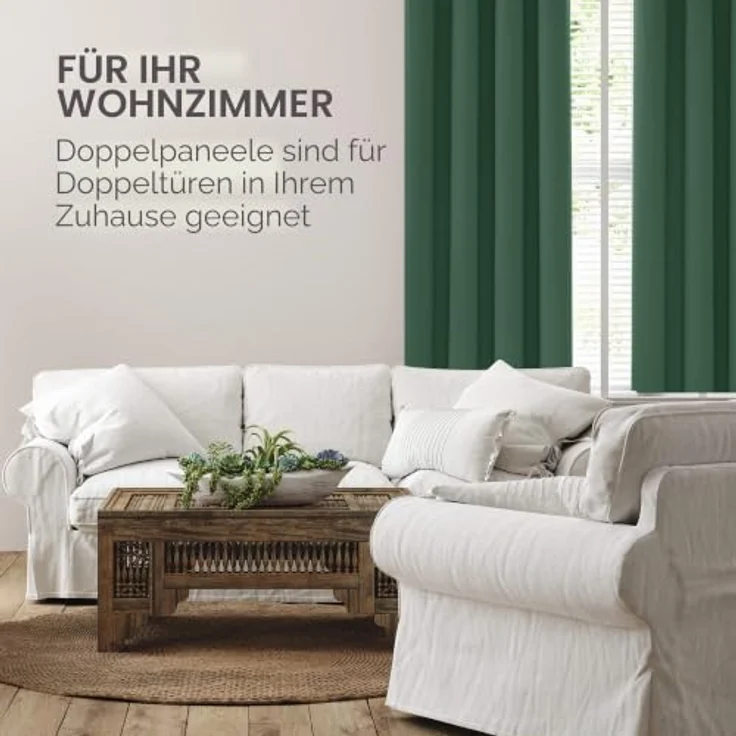 Deconovo Gardinen Schlafzimmer Blickdicht Thermovorhang mit Ösen Waldgrün | 1 Stück, H240 x B140 cm, Verdunkelungsvorhang Hitzeschutz, Sichtschutz für Wohnzimmer, Blackout Curtain, UV-Schutz, Vorhänge – Bild 5