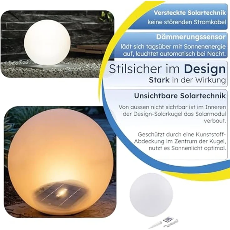 esotec LED Gartenleuchte Solar Leuchtkugel Siena D=40cm multicolor, USB, Fernbedienung 102892, LED fest integriert – Bild 5