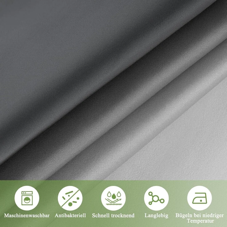 Duschvorhang 220x200cm Textil Grau Wasserdicht Waschbar mit 14 Ringen – Bild 2