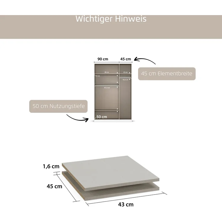 rauch Zubehör, Einlegeböden 2er-Set, für Drehtürenschränke von rauch mit einer Elementbreite von 45 cm und einer Schranktiefe 54 cm – Bild 4