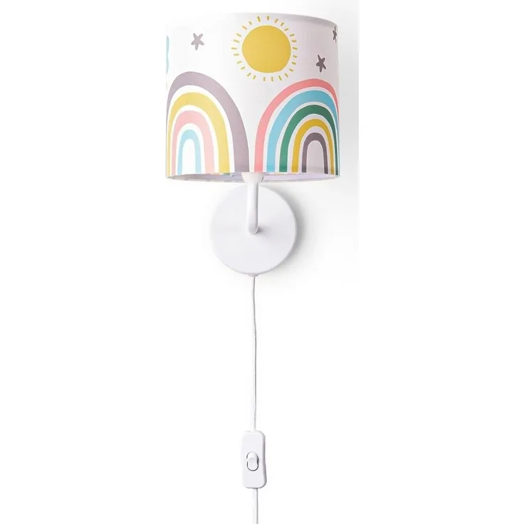 Paco Home Wandleuchte Tweet 462, ohne Leuchtmittel, Kinderzimmer Stecker âˆ…18cm Sonne Wolken Sterne Kabel 3m E14