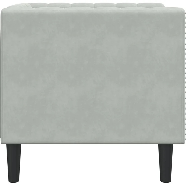 vidaXL Chesterfield-Sessel Hellgrau Samt 372673 – Bild 4
