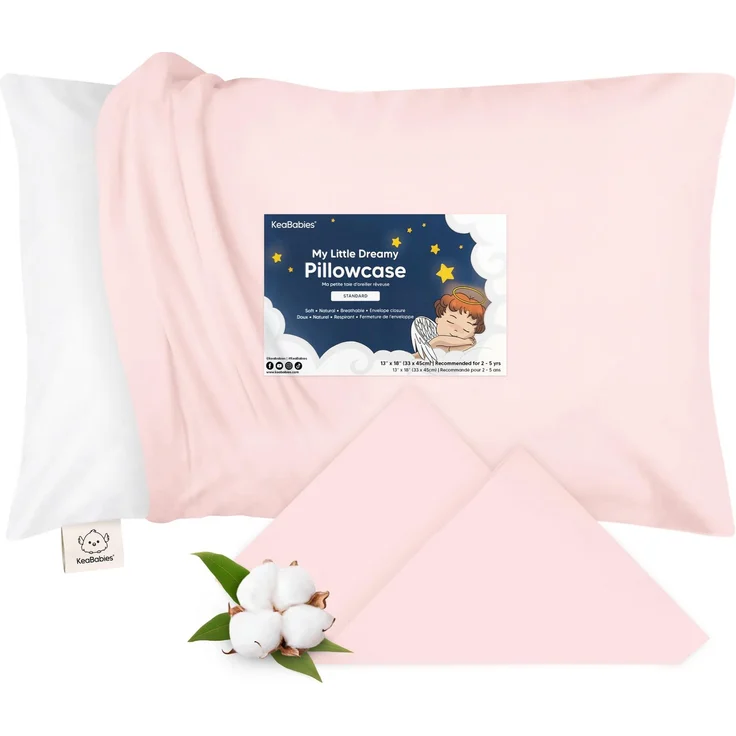 Kinder Kissenbezug - Bio-Kissenbezug für Mädchen, Jungen, Kinder - Kissenbezug aus 100% natürlicher Baumwolle Miniaturkissen - Kinderkissen - Maschinenwaschbar (Mist Pink)