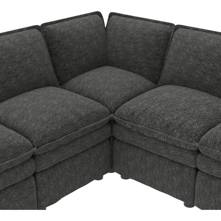 ZUBALIYA Wohnlandschaft 127x91 cm, mit Chenille - Bezug, mit Samtbezug, mit breiten Armlehnen, modular aufgebaut, Beige – Bild 23