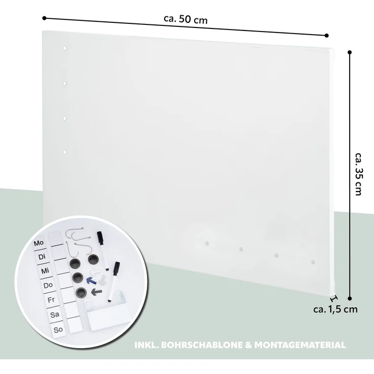 Magnettafel aus Metall, beschreibbar, viel Zubehör, weiß lackiert – Bild 7