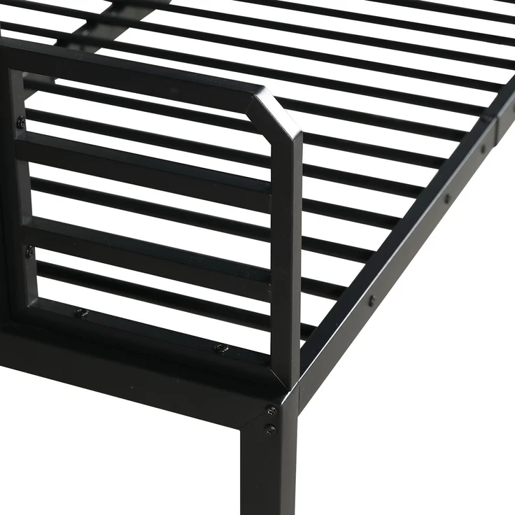 EINHOM Eisenbett, Etagenbett, Geeignet für Kinder und Jugendliche, Eckleiterschrank mit Stauraum, Eisen+MDF, Schwarz+Vintage-Holzfarbe, 90 x 200 Cm&120 x 200 cm (Ohne Matratze) – Bild 6
