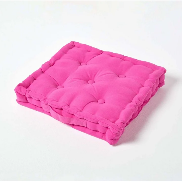 Homescapes Bodenkissen Sitzkissen unifarben pink 40 x 40 cm – Bild 1