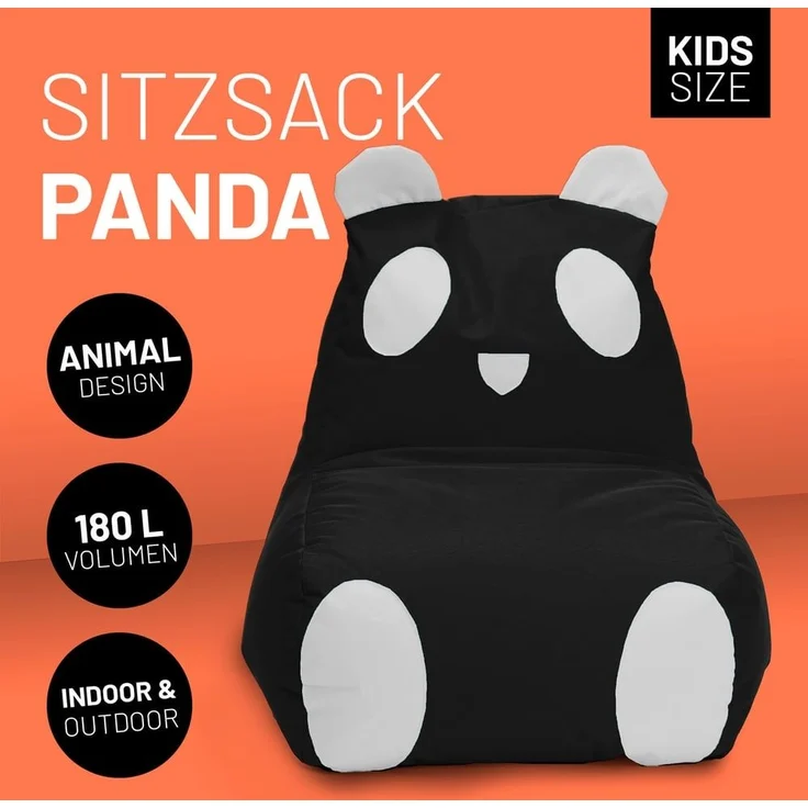 LUMALAND 'Animal Line Panda' Kindersitzsack, indoor & outdoor, Polyester schwarz / weiß, 180 l – Bild 2