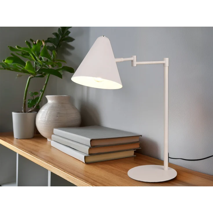 Retro Schreibtischlampe COSIMA mit Schwenkarm aus Metall Hellgrau, Höhe 50,5cm – Bild 5