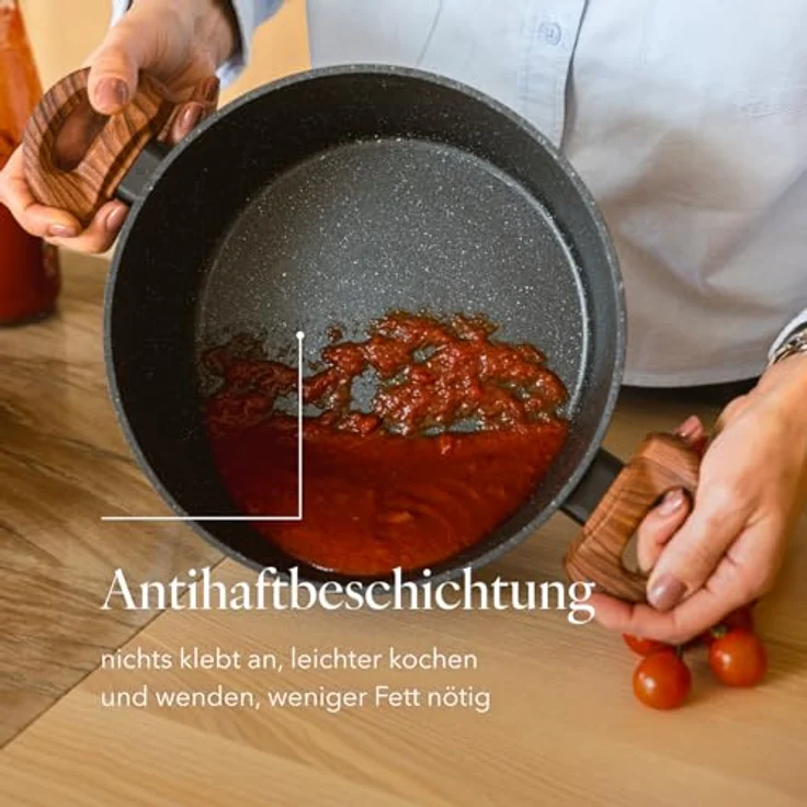 FLORINA Aluminiumtopf MASTER BLACK 28 cm 6.5L | Antihaftbeschichtung | Für alle Herdarten inkl. Induktion | Ergonomische Soft-Touch-Griff | Deckel mit Silikonrand | Hitzebeständig | Leicht zu reinigen – Bild 5
