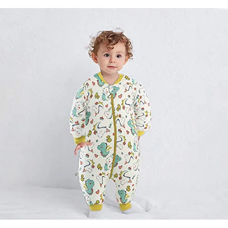 SONARIN Babyschlafsack mit Beinen Schlafsack mit Füße,abnehmbaren Ärmeln,dünn,2,5 Tog,Bio-Baumwolle Verschiedene Größen von 6 Monaten bis 6 Jahren – Bild 3