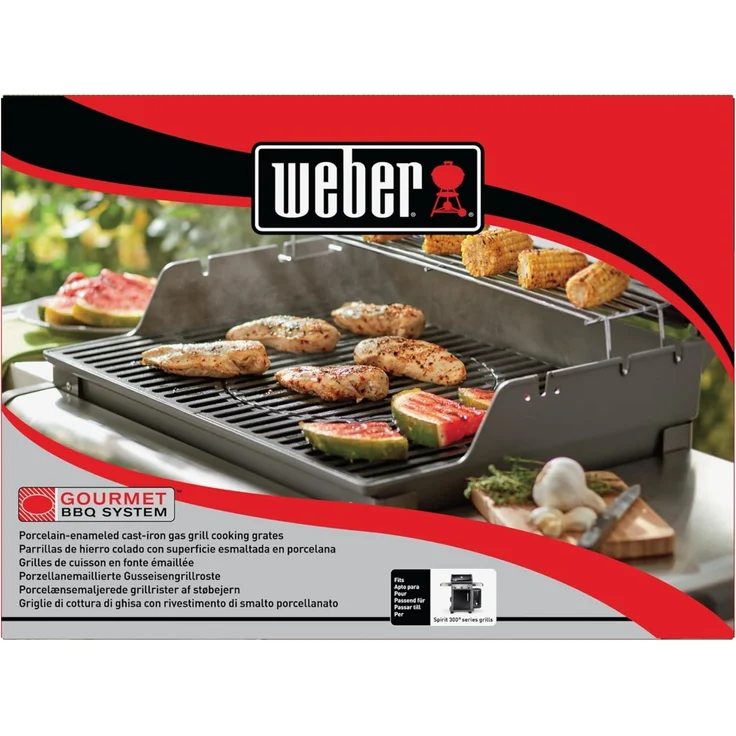 Weber Grillroste für Spirit 400 Serie (ab 2025), sowie 300 Serie (vor 2025) / aus Gusseisen, Gourmet BBQ System, für optimale Hitze und Grillstreifen – Schwarz (8847) – Bild 6