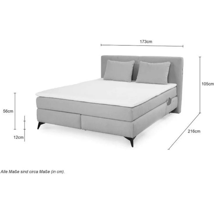 Boxspringbett 160x200 cm H3+H4 Federkernmatratzen Bonell Topper Chenille Beige – Bild 9