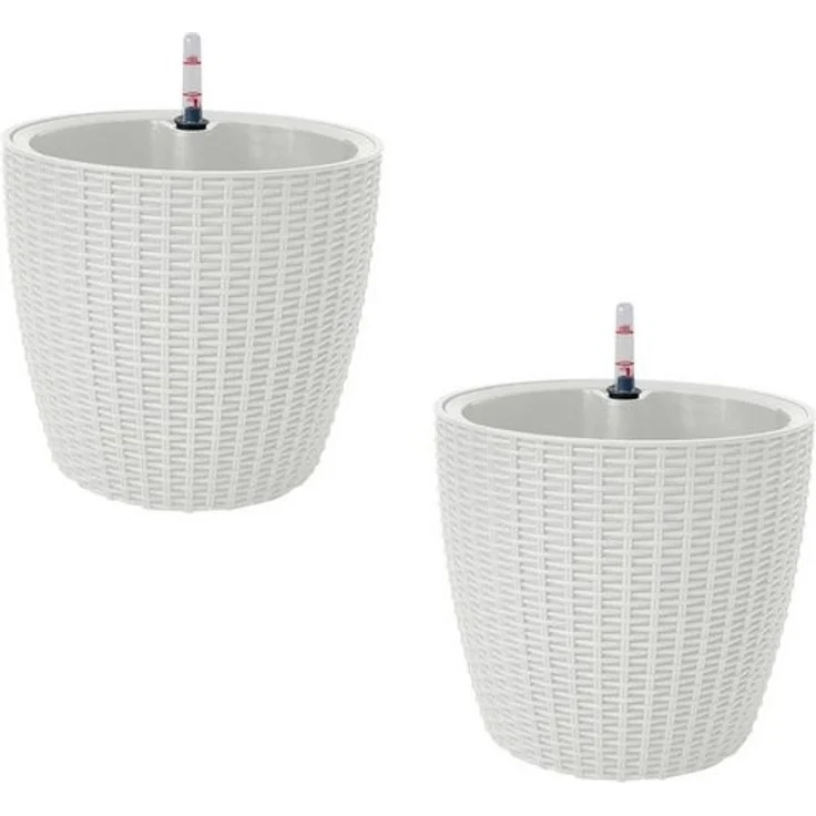 HTI-Living Blumentopf Blumentopf Hydro Ø 27 cm 2er Set Nessa Weiß (Set, 2 St, 2 Hydrotöpfe), mit Wasserspeicher und Wasserstandsanzeiger – Bild 2