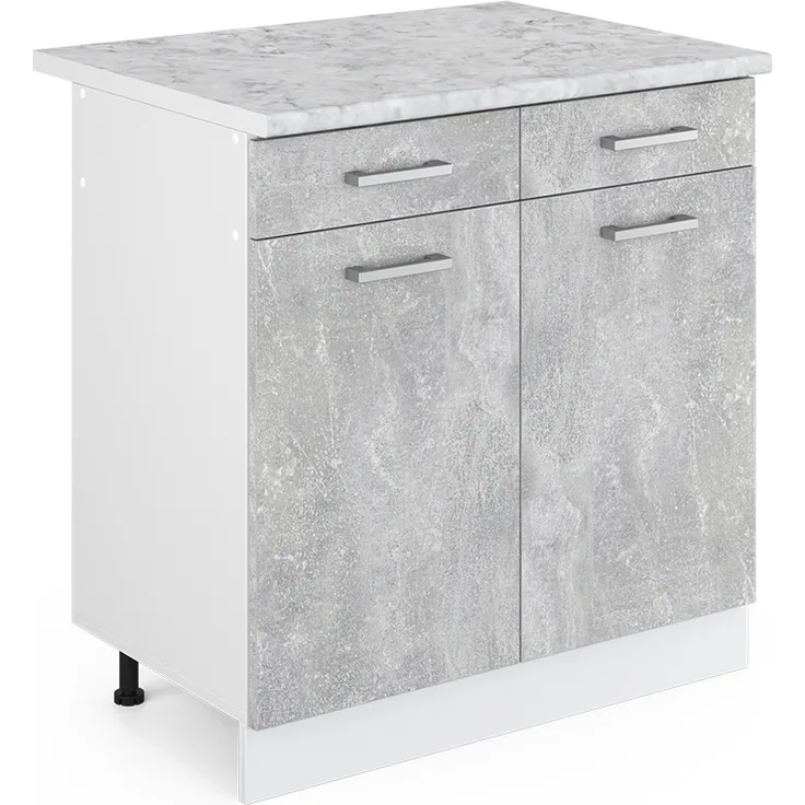 Unterschrank R-Line Beton 80 cm mit Schubladen und Türen, mit Arbeitsplatte Vicco