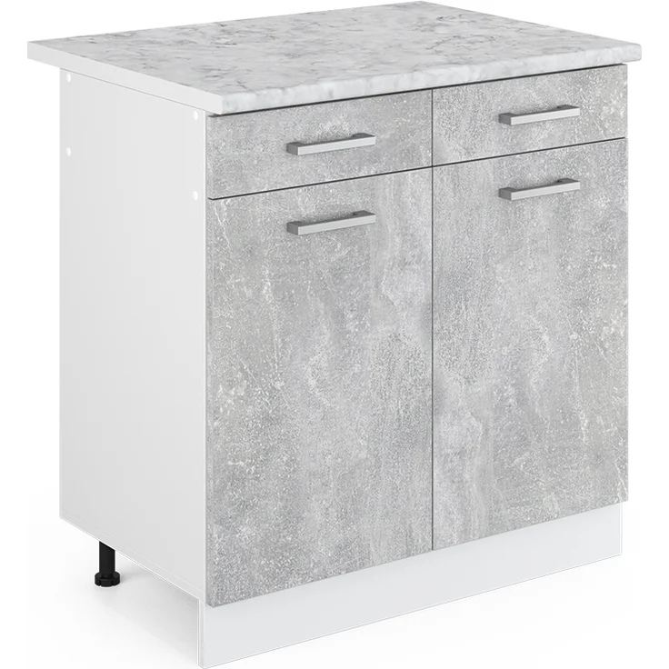 Unterschrank R-Line Beton 80 cm mit Schubladen und Türen, mit Arbeitsplatte Vicco – Bild 1