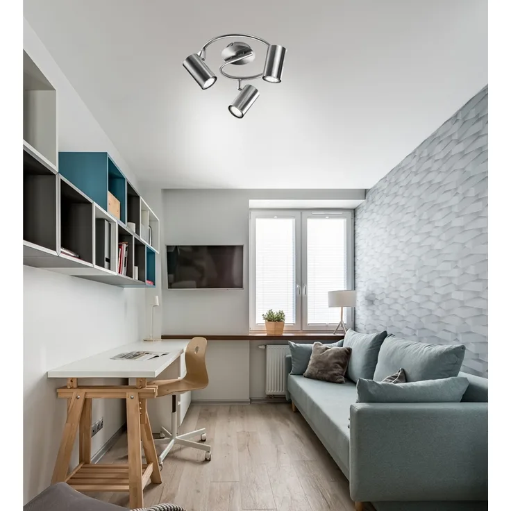 Moderner LED Deckenstrahler FAINAS 3-flammig Silber matt, Ø 25cm
