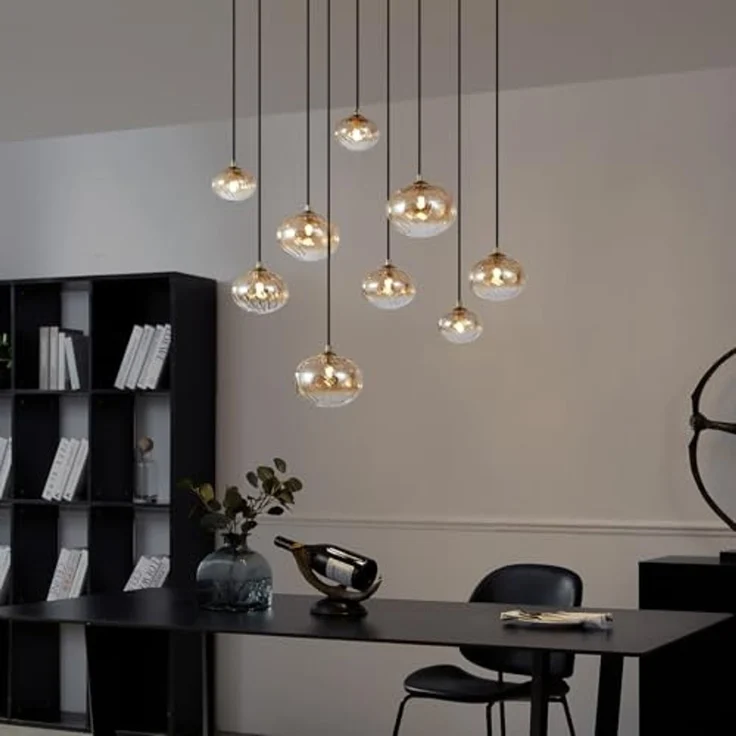 Qazqa Pendelleuchte Jia, ohne Leuchtmittel, G9, Gold, Art Deco, Stahl, 9-flammig – Bild 2