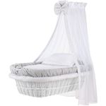 WALDIN Stoffset 8-teilig mit Matratze für Stubenwagen, grau/Punkte grau