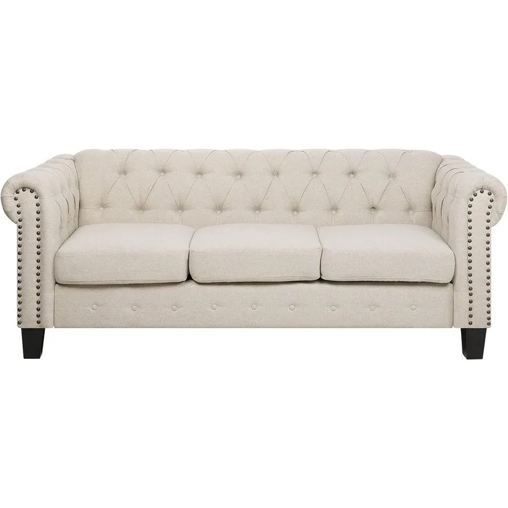 3-Sitzer Sofa Polsterbezug beige gerade Beine CHESTERFIELD