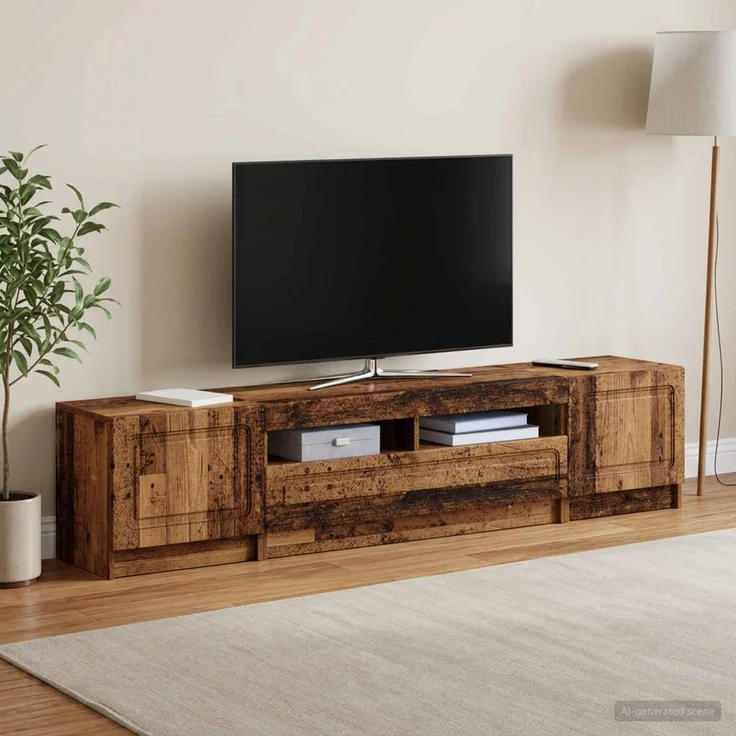 vidaXL LED-TV-Schrank UTRECHT 3 stk. Altholz Holzwerkstoff 3417011 – Bild 3