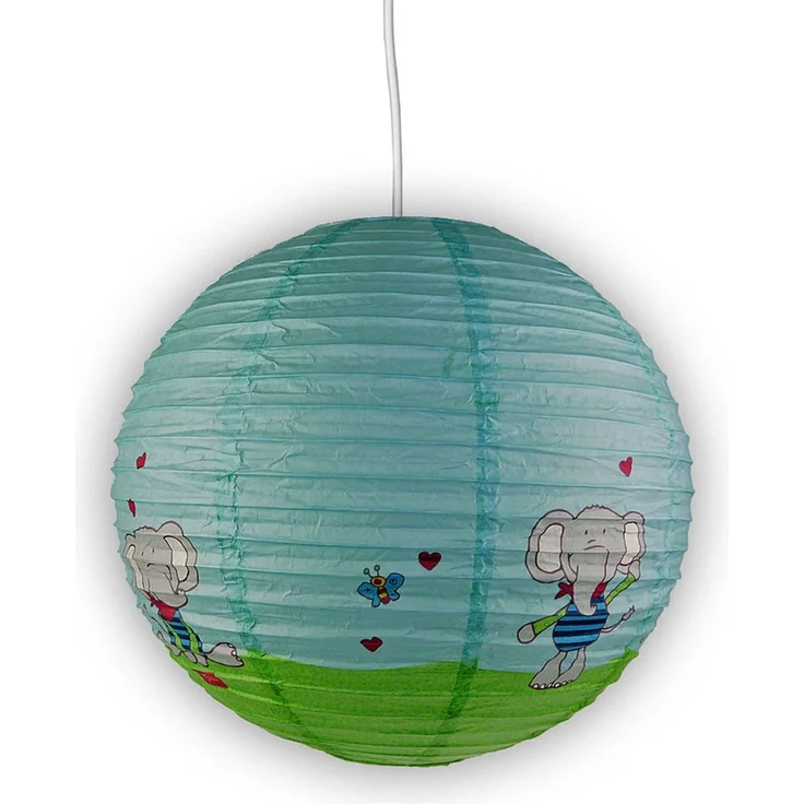 Papier Lampenschirm fürs Kinderzimmer mit fröhlichem Elefanten Motiv Ø 40cm – Bild 1