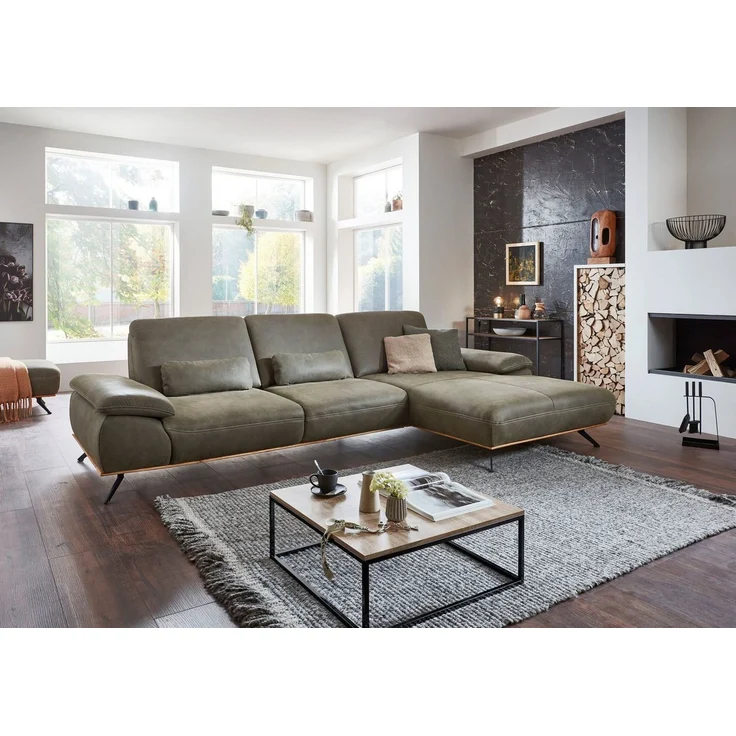 Die PlanBar Ecksofa PN-EM18063 L-Form, B: 322 cm, wahlweise mit echt bezogenem Rücken und Sitztiefenverstellung – Bild 1