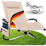 ELONEO Gartenliege Schaukelliege Outdoor mit Tasche, Strandliege klappbar bis 180 kg, Schaukelsessel, Liegestuhl wetterfest, Sonnenliege für Garten & Balkon