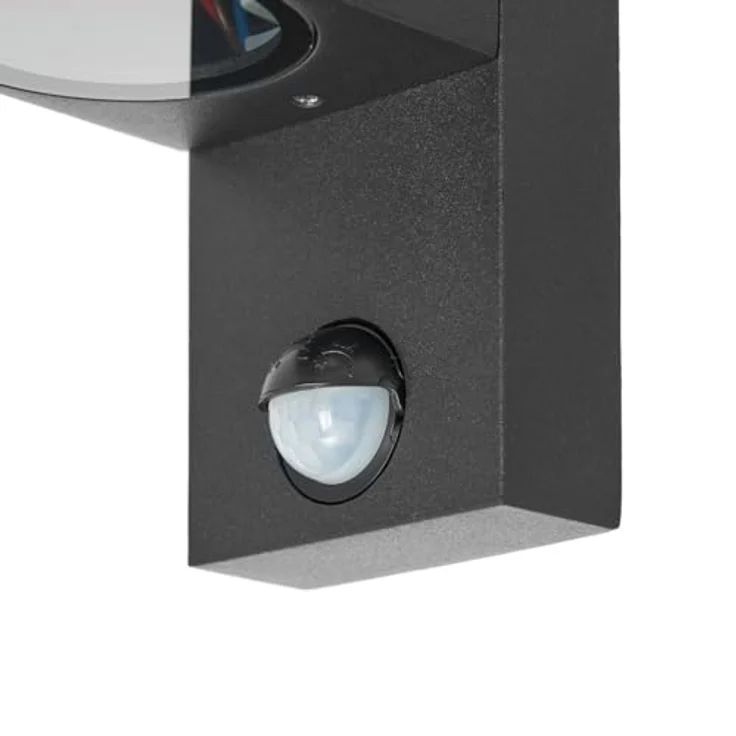 Prios Außen-Wandleuchte Tetje, Metall, Schwarz IP65mit Bewegungsmelder, 2 x 10 W LED – Bild 8