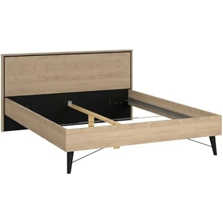 Dmora - Doppelbett Cybele, Struktur des Container-Betts, Sommier mit Verkleidung, Matratzenhalterstruktur, 207x193 h91 cm, helle Eiche – Bild 2
