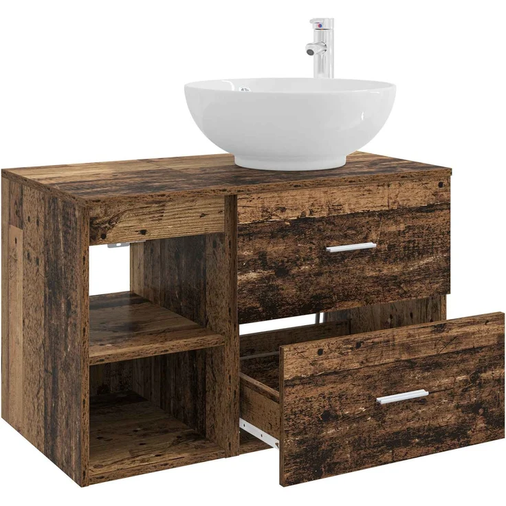 vidaXL Badezimmerschrank-Set 2 stk. Altholz 79,5 x 44,5 x 80 cm 3403918 – Bild 4