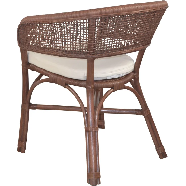 Schöner Rattansessel, Rattanstuhl handgeflochten, braun, inklusive Sitzkissen – Bild 3