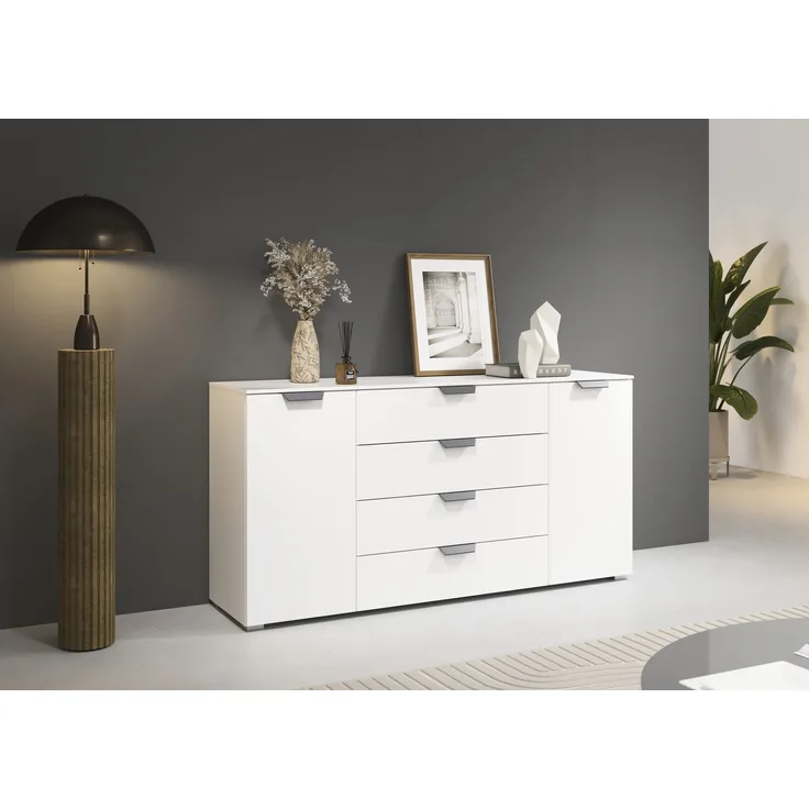 rauch Aditio Box, Kommode, 2-türig, 4 Schubladen, mit Softclose-Funktion, Farbe Weiß, BxHxT 160x81x43cm