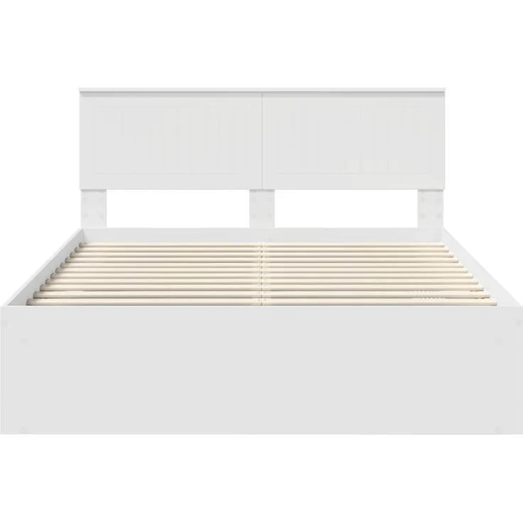 vidaXL Bettrahmen mit Kopfteil Weiß 140 x 190 cm Massives Kiefernholz 3410600 – Bild 6