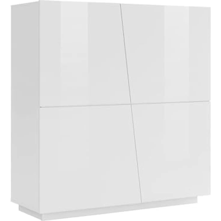 Dmora - Kommode Pavel, 4-türiges Küchen-Sideboard, Wohnzimmer-Buffet, 100 % Made in Italy, 120 x 43 x 126 cm, glänzendes Weiß, – Bild 6