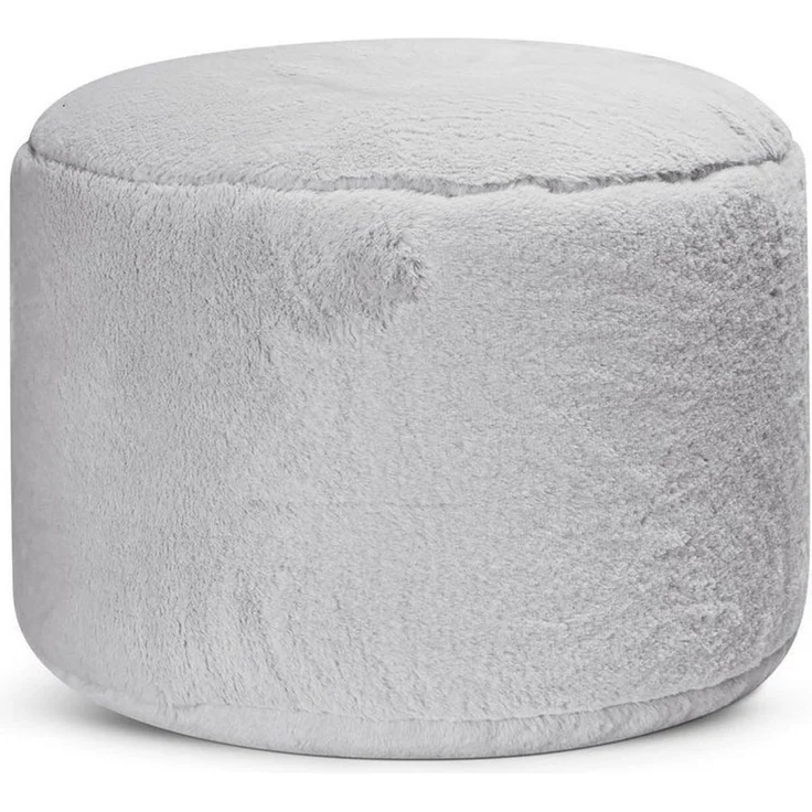 mokebo Pouf Der Flauschige (rund und aus Kunstfell), kuscheliger Sitz-Hocker, Fußhocker oder Hocker in Felloptik in Grau – Bild 1