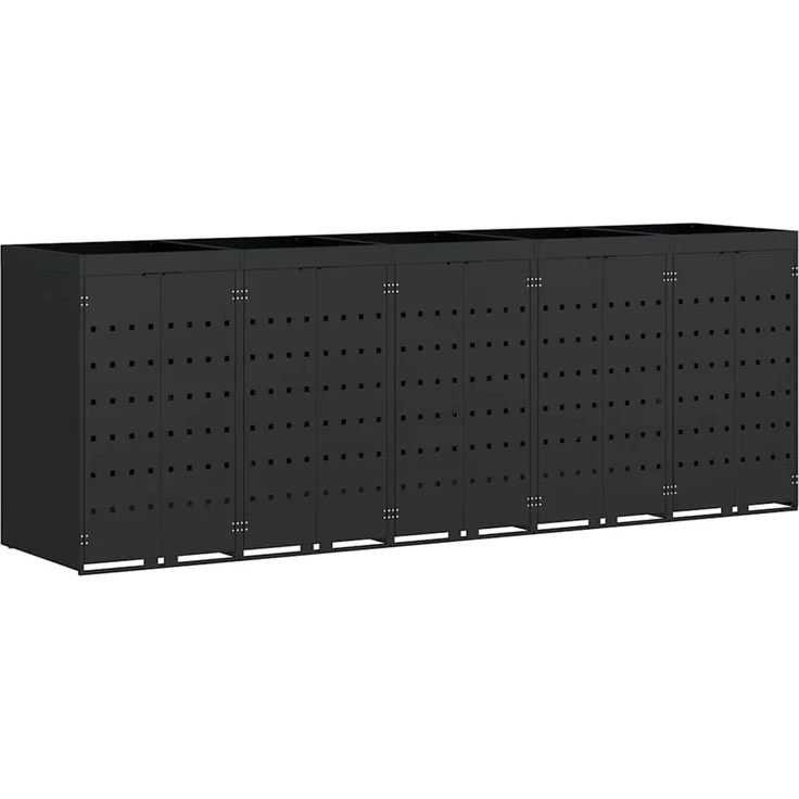 vidaXL Wagenmüllbehälter für 5 Behälter Schwarz 340 x 77,5 x 121,5 cm 3394741 – Bild 2